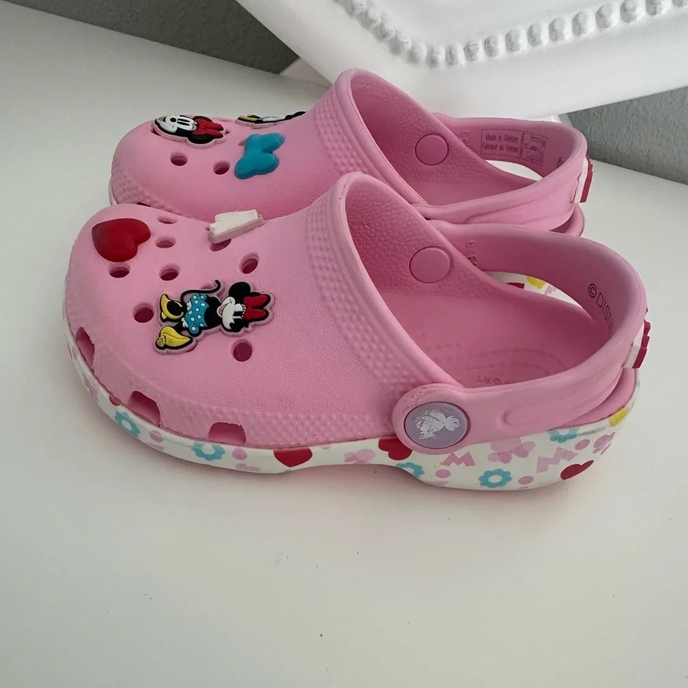 CROCS Kids Pink Minnie Mouse Charm Clogs size c9 - Picture 5 of 7